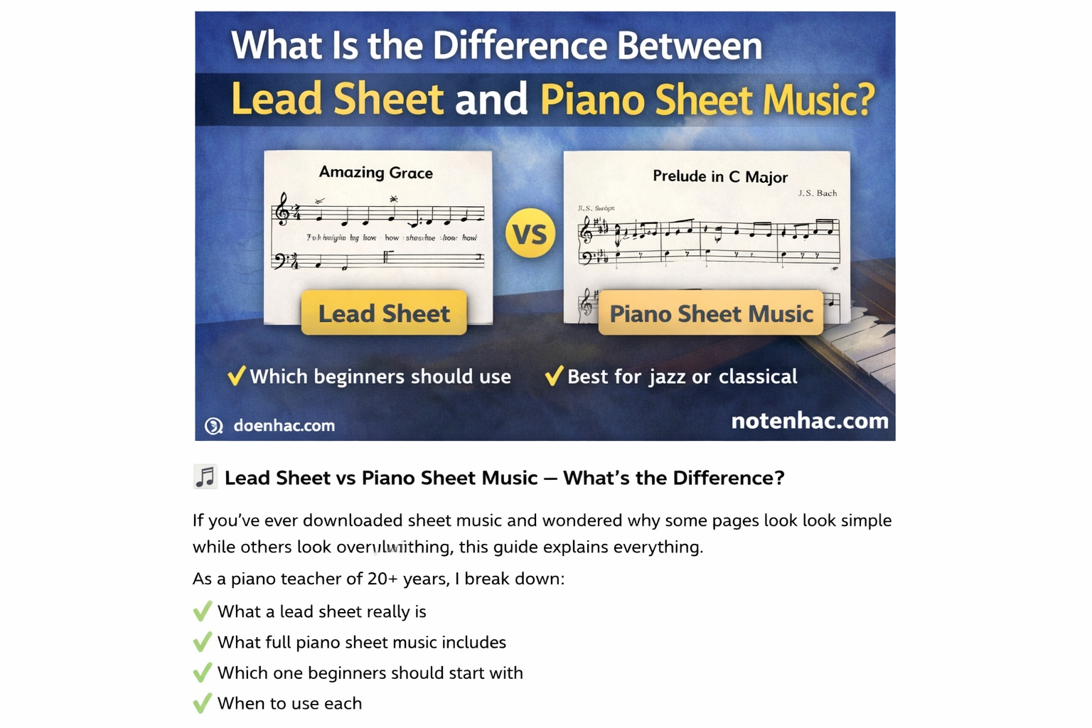 What Is the Difference Between Lead Sheet and Piano Sheet Music?
