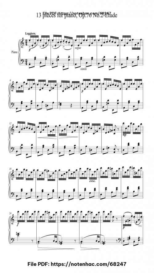 13 Pieces for Piano, Op. 76: No. 2, Etude by Jean Sibelius Level Intermediate 4 13 Pieces for Piano, Op. 76: No. 2, Etude piano sheet music free pdf