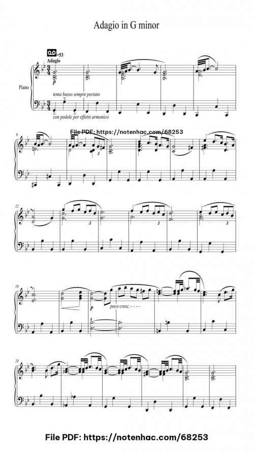 Adagio in G minor by Giazotto/Albinoni Level Intermediate 6 Adagio in G minor piano sheet music free pdf