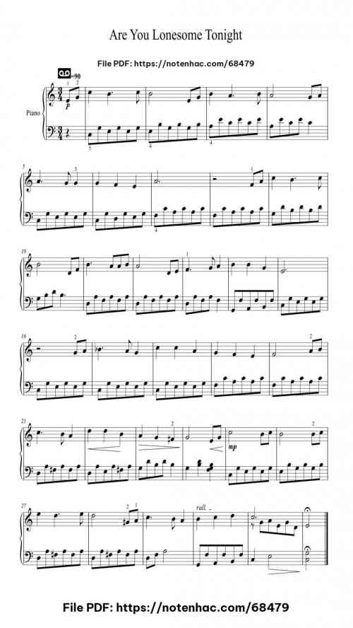 Are You Lonesome Tonight by Elvis Presley Level Beginner 2 Are You Lonesome Tonight piano sheet music free pdf