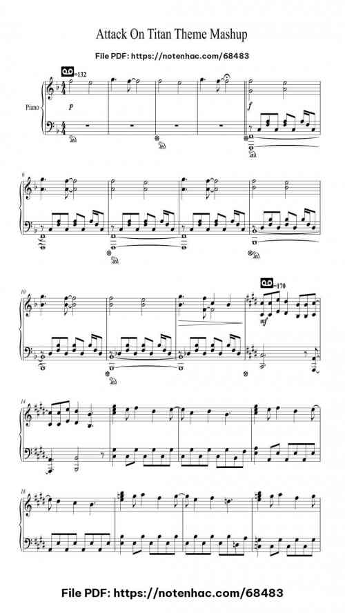 Attack On Titan Theme Mashup by REVO Level Mid-Advanced 4 Attack On Titan Theme Mashup piano sheet music free pdf