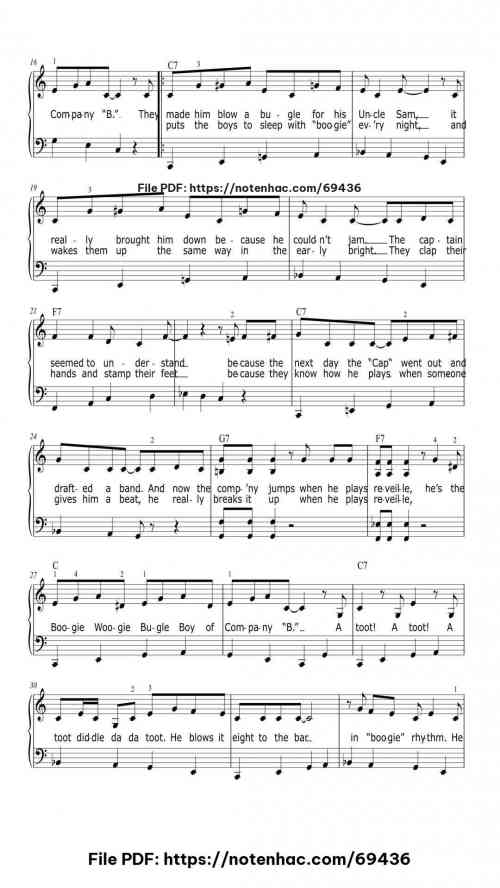 Boogie Woogie Bugle Boy piano sheet music free pdf