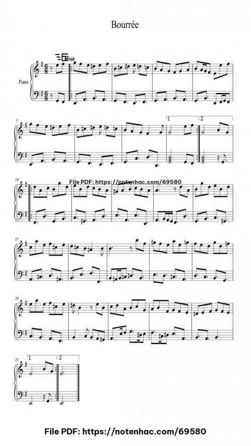 Bourrée piano sheet music free pdf