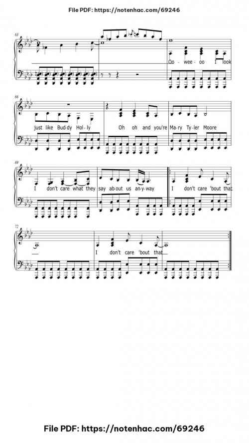 Buddy Holly piano sheet music free pdf