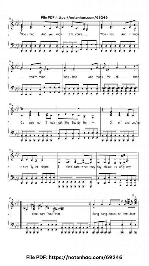Buddy Holly piano sheet music free pdf