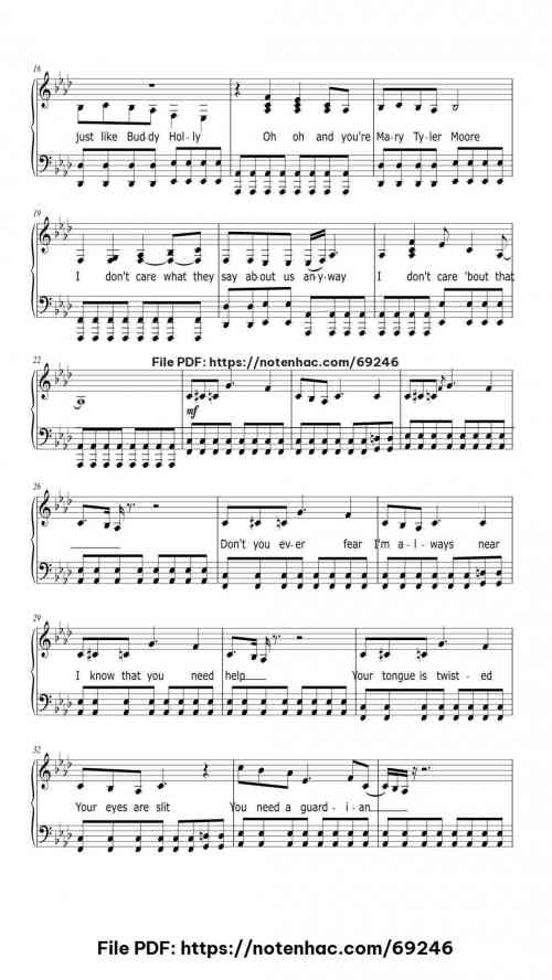 Buddy Holly piano sheet music free pdf