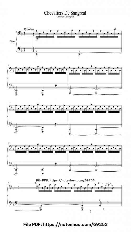 Chevaliers De Sangreal piano sheet music free pdf