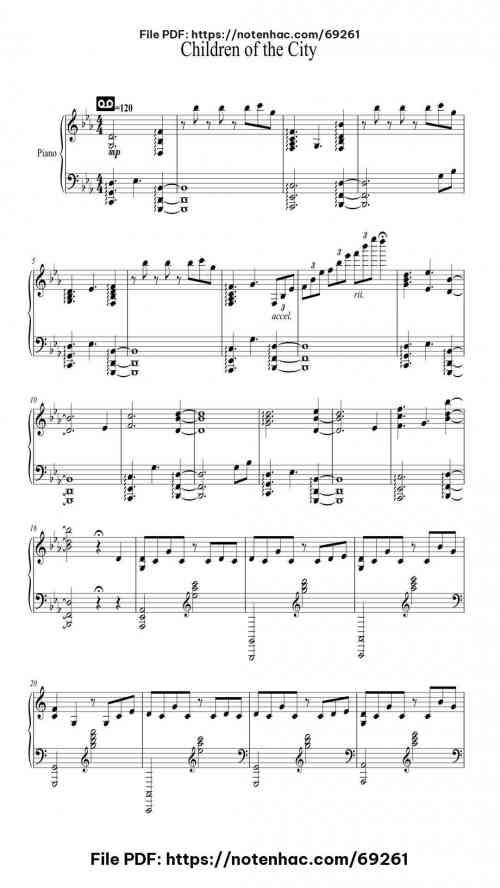 Children of the City piano sheet music free pdf