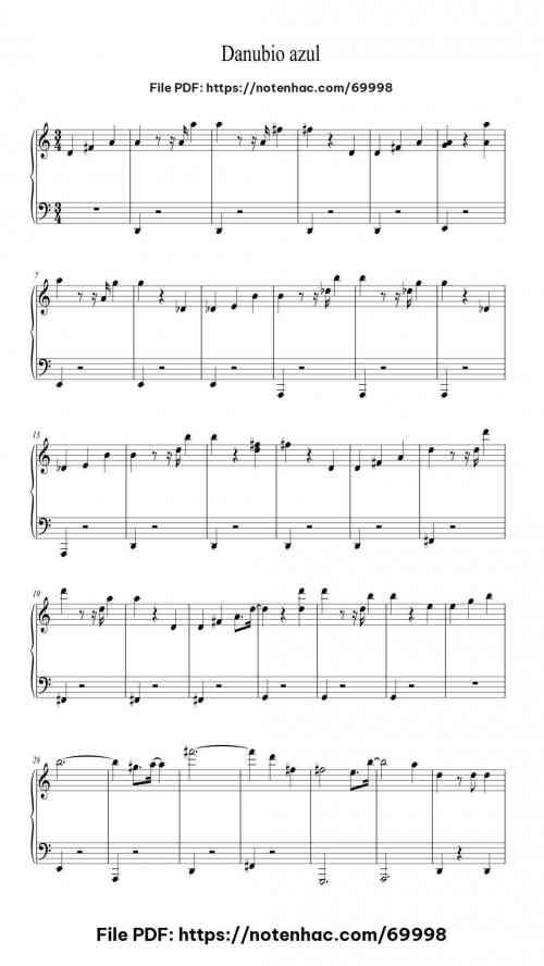 Danubio Azul piano sheet music free pdf