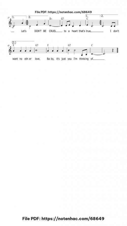 Don't Be Cruel (To A Heart That's True) piano sheet music free pdf