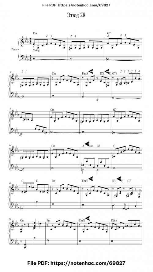 Étude Op. 28 piano sheet music free pdf