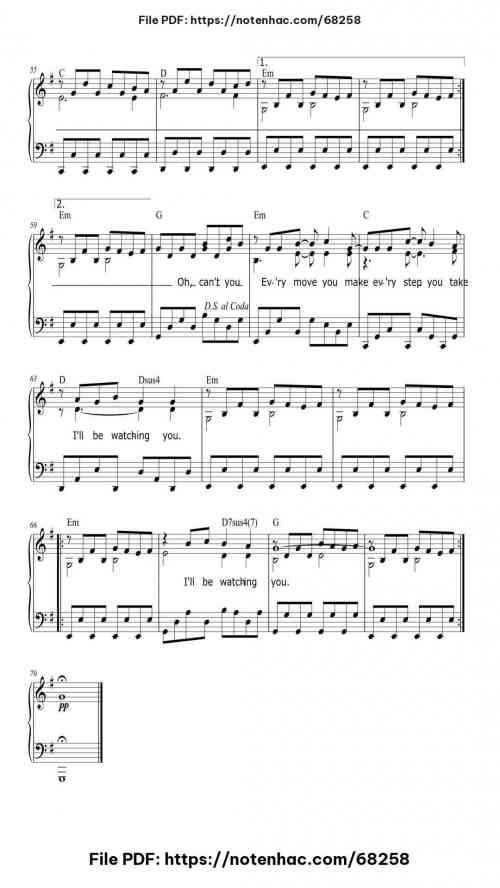Every Breath You Take by The Police Level Intermediate 8 Every Breath You Take piano sheet music free pdf
