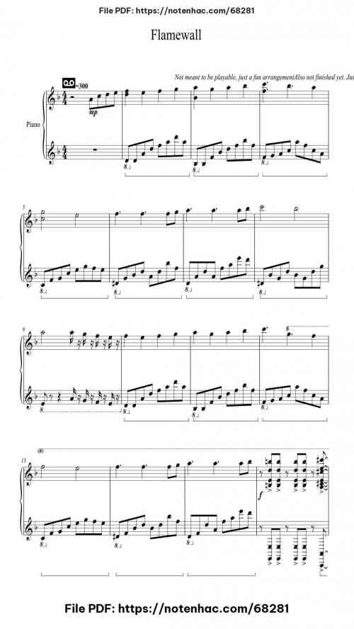 Flamewall by Camellia Level Advanced 23 Flamewall piano sheet music free pdf