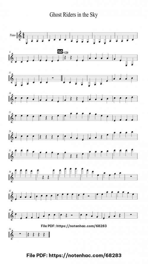 Ghost Riders in the Sky by Johnny Cash Level Easy 2 Ghost Riders in the Sky piano sheet music free pdf