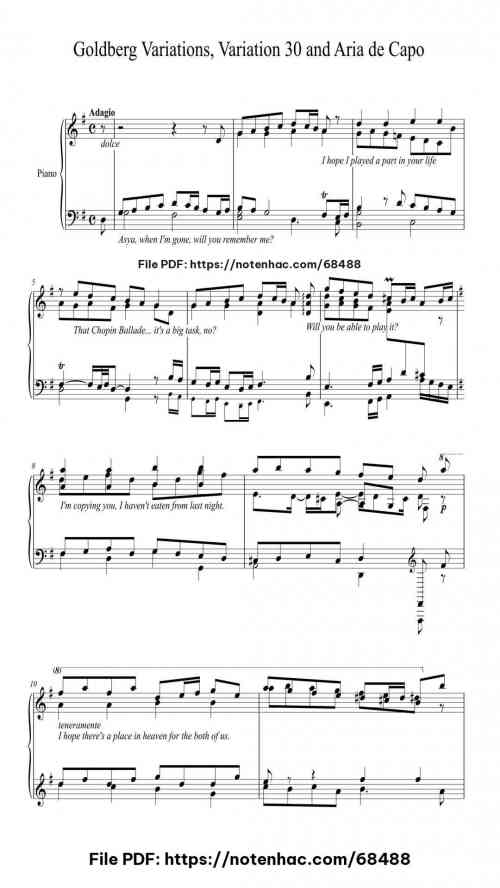 Goldberg Variations, BWV 988: Variation 30. Quodlibet & Aria da Capo by Johann Sebastian Bach Level Mid-Advanced 5 Goldberg Variations, BWV 988: Variation 30. Quodlibet & Aria da Capo piano sheet music free pdf