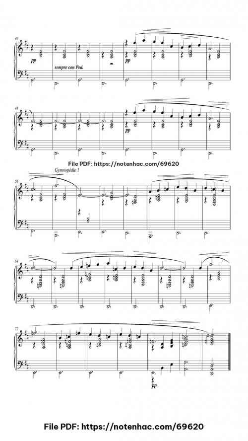 Gymnopédie No. 1 piano sheet music free pdf