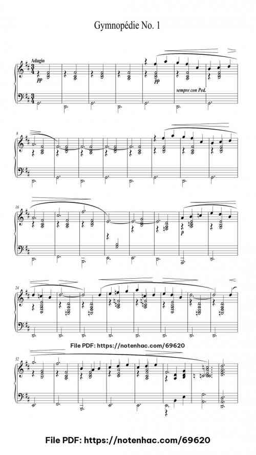 Gymnopédie No. 1 piano sheet music free pdf