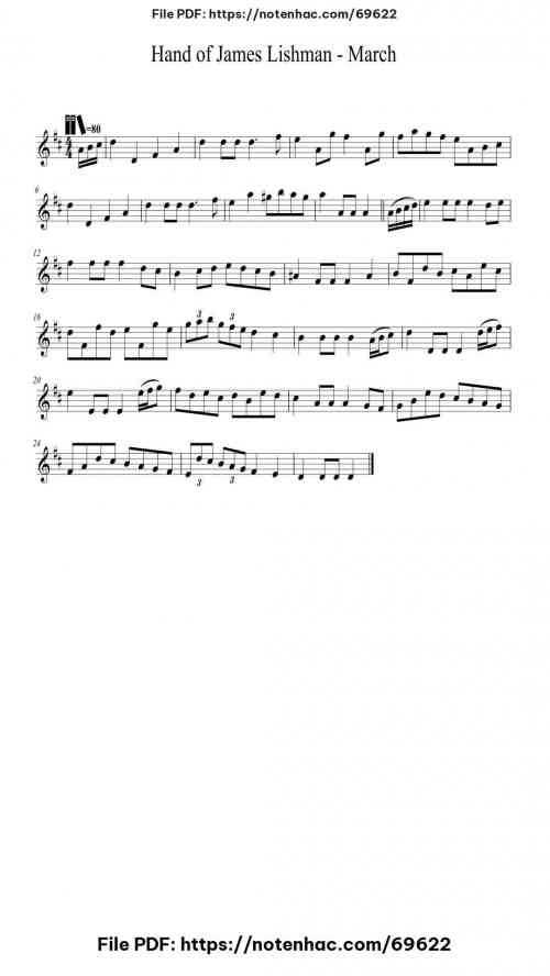 Hand of James Lishman - March, BF11.60, A piano sheet music free pdf