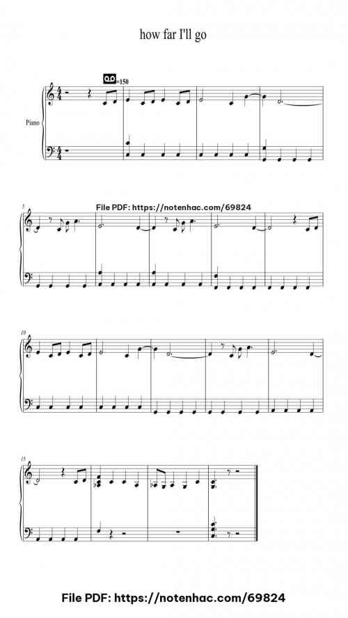 how far I'll go piano sheet music free pdf