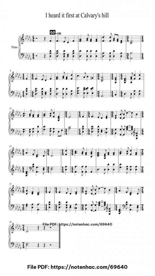 I Heard It First on Calvary's Hill piano sheet music free pdf