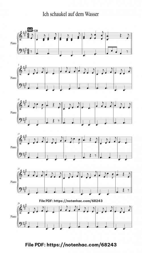 Ich schaukel auf dem Wasser by Detlev Jöcker Level Beginner 3 Ich schaukel auf dem Wasser piano sheet music free pdf