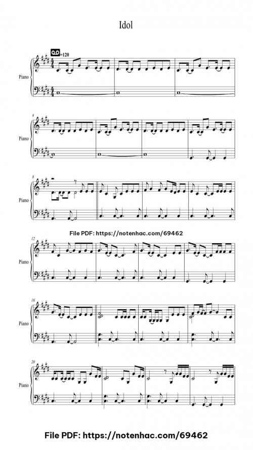 Idol piano sheet music free pdf