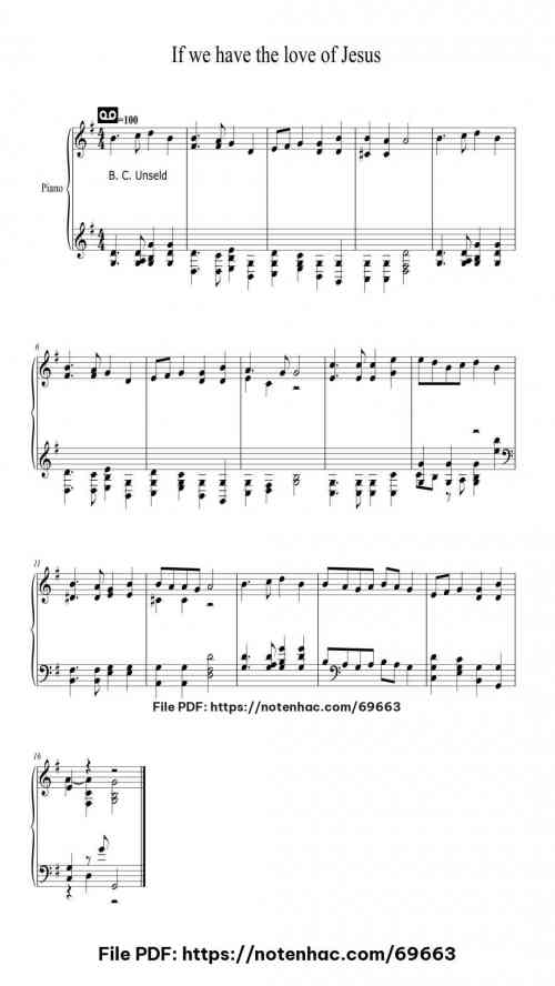 If We Have the Love of Jesus piano sheet music free pdf