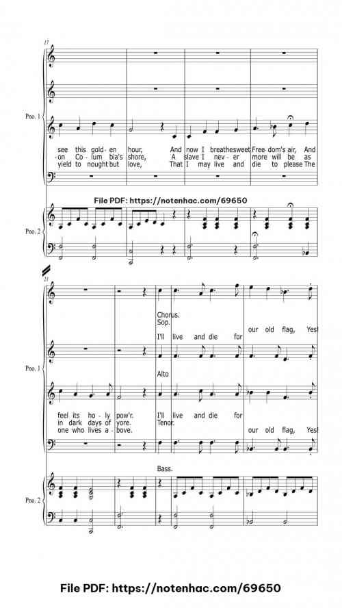 I'll Never Be a Slave Again piano sheet music free pdf