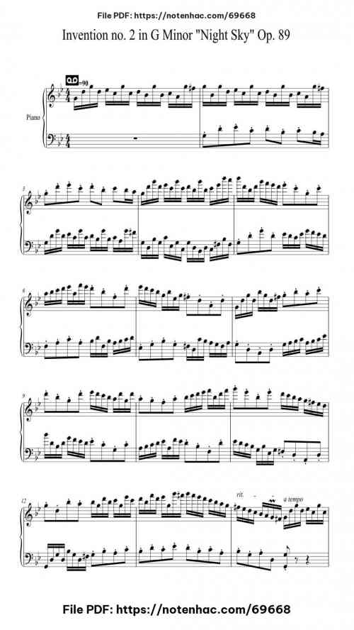 Invention No. 2 in G Minor "Night Sky" Op. 89 piano sheet music free pdf