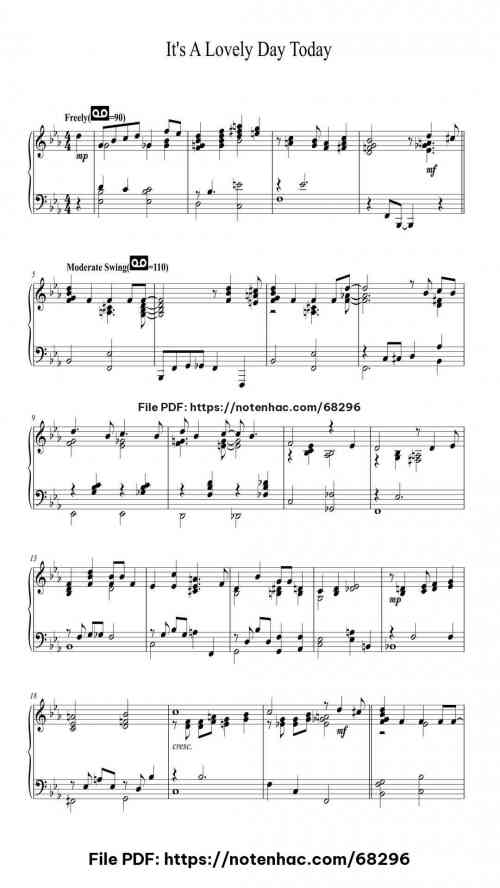 It's A Lovely Day Today by Irving Berlin Level Intermediate 3 It's A Lovely Day Today piano sheet music free pdf
