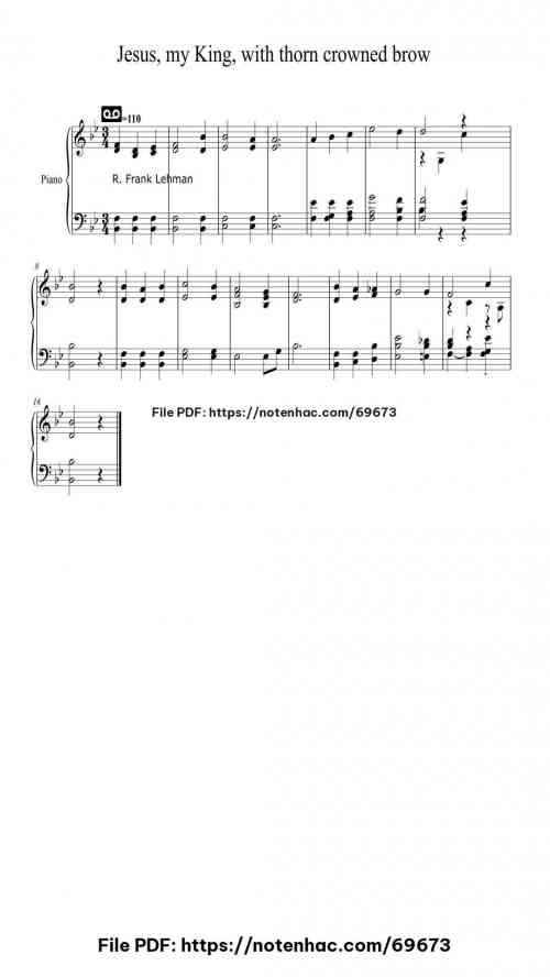 Jesus, my King, with thorn crowned brow piano sheet music free pdf