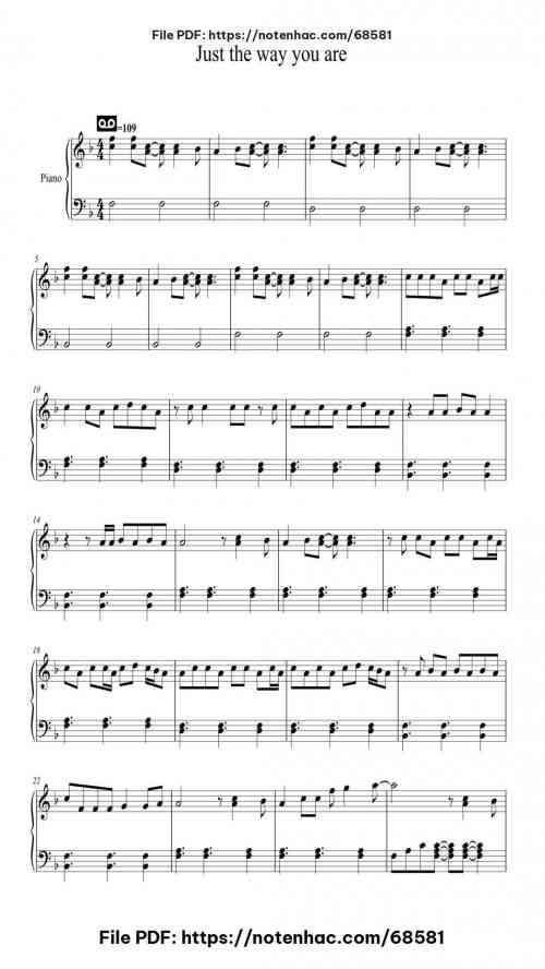 Just the way you are by Bruno Mars Level Beginner 4 Just the way you are piano sheet music free pdf