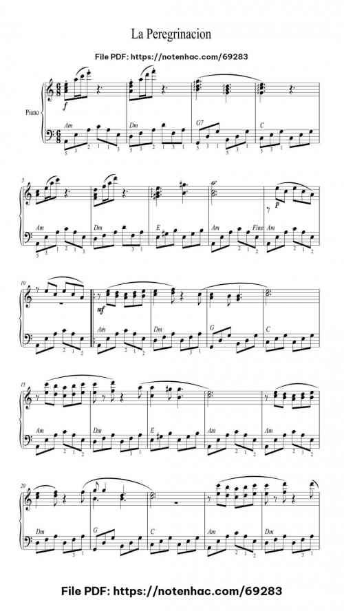 La Peregrinacion piano sheet music free pdf
