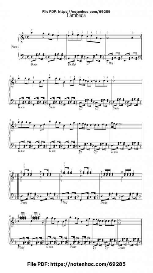Lambada piano sheet music free pdf