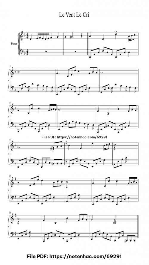 Le Vent, Le Cri from Le Professionnel piano sheet music free pdf