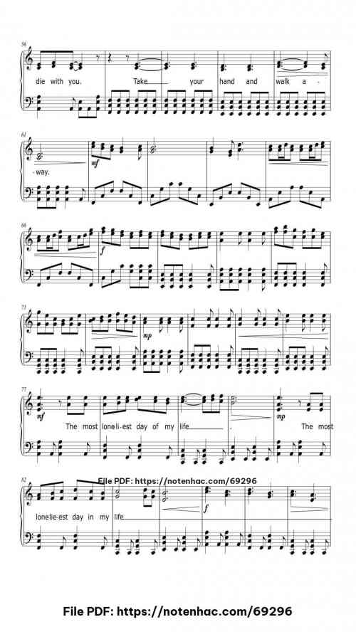 Lonely Day piano sheet music free pdf