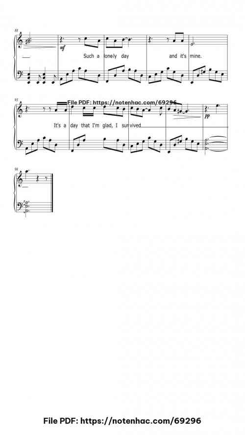 Lonely Day piano sheet music free pdf
