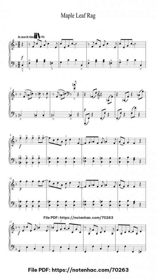 Maple Leaf Rag piano sheet music free pdf