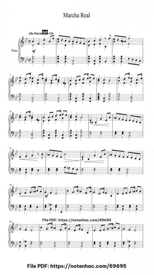 Marcha Real piano sheet music free pdf