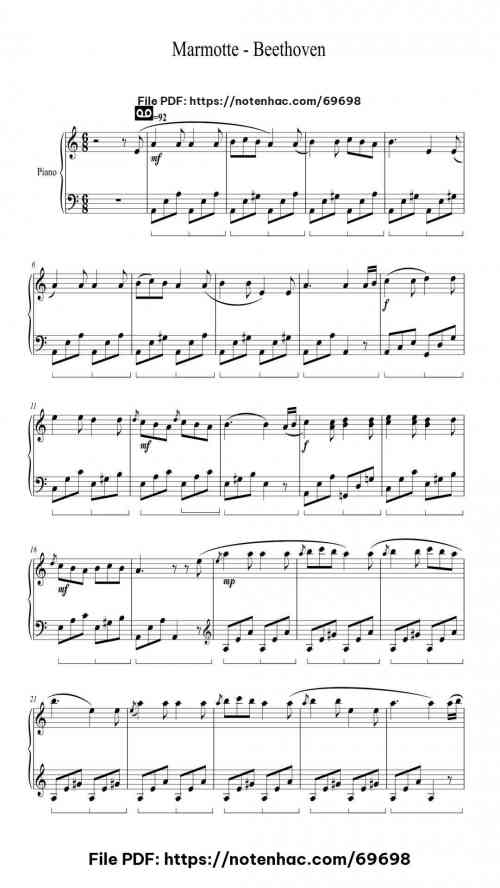 Marmotte, Op. 52, No. 7 piano sheet music free pdf
