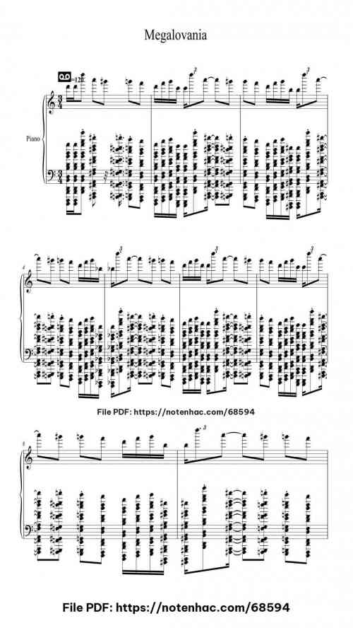 Megalovania by Toby Fox Level Mastery 13 Megalovania piano sheet music free pdf