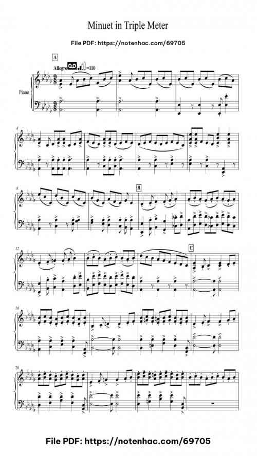 Minuet in Triple Meter piano sheet music free pdf