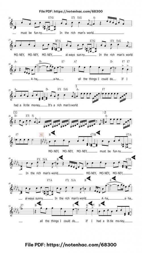 Money, Money, Money by ABBA Level Beginner 5 Money, Money, Money piano sheet music free pdf