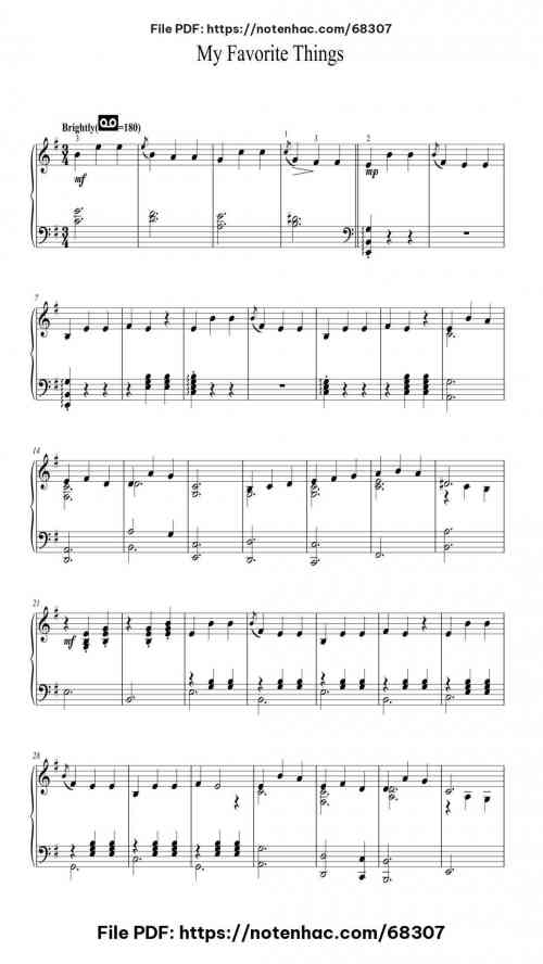 My Favorite Things by Rodgers & Hammerstein Level Intermediate 4 My Favorite Things piano sheet music free pdf
