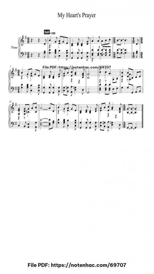 My Heart's Prayer piano sheet music free pdf