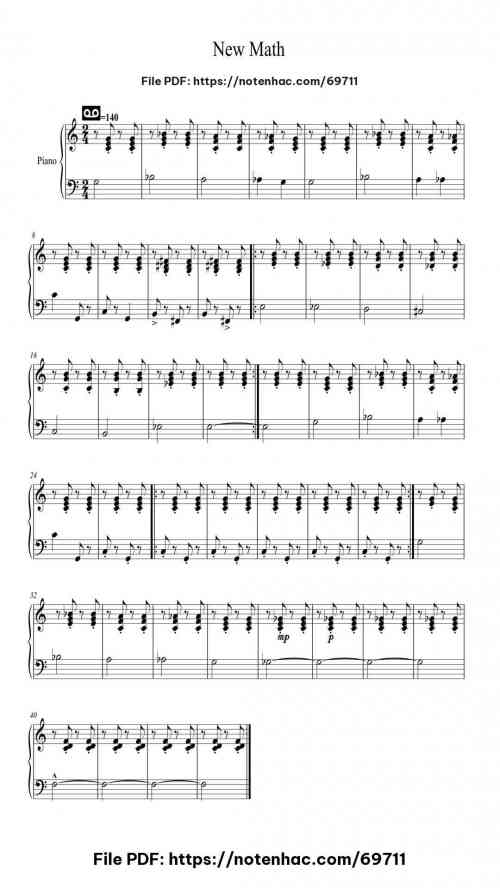New Math piano sheet music free pdf