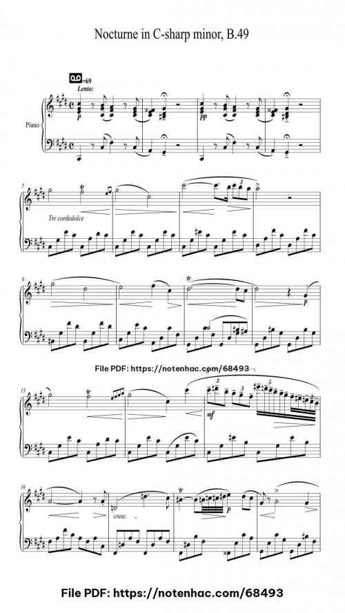 Nocturne in C-sharp minor, B.49 by Frédéric Chopin Level Mastery 5 Nocturne in C-sharp minor, B.49 piano sheet music free pdf