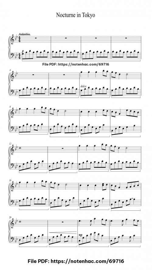 Nocturne in Tokyo piano sheet music free pdf