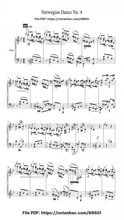 Norwegian Dance No. 4 Lyric Pieces Book II Op. 38 by Edvard Grieg Level Intermediate 3 Norwegian Dance No. 4 Lyric Pieces Book II Op. 38 piano sheet music free pdf