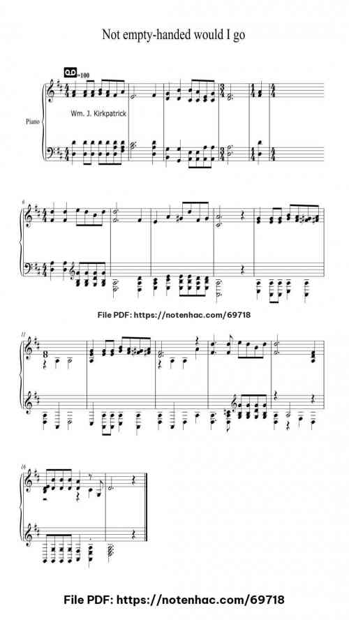 Not empty-handed would I go piano sheet music free pdf